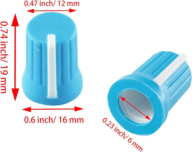 AUXBC 6mm D Shaft Rubber Potentiometer Control Knobs, Pioneer knob DJM Mixer Volume EQ Knob for Electric Guitar DJ Controller Mixer Console Volume Tone Knob, 5pcs, Blue - Image 2